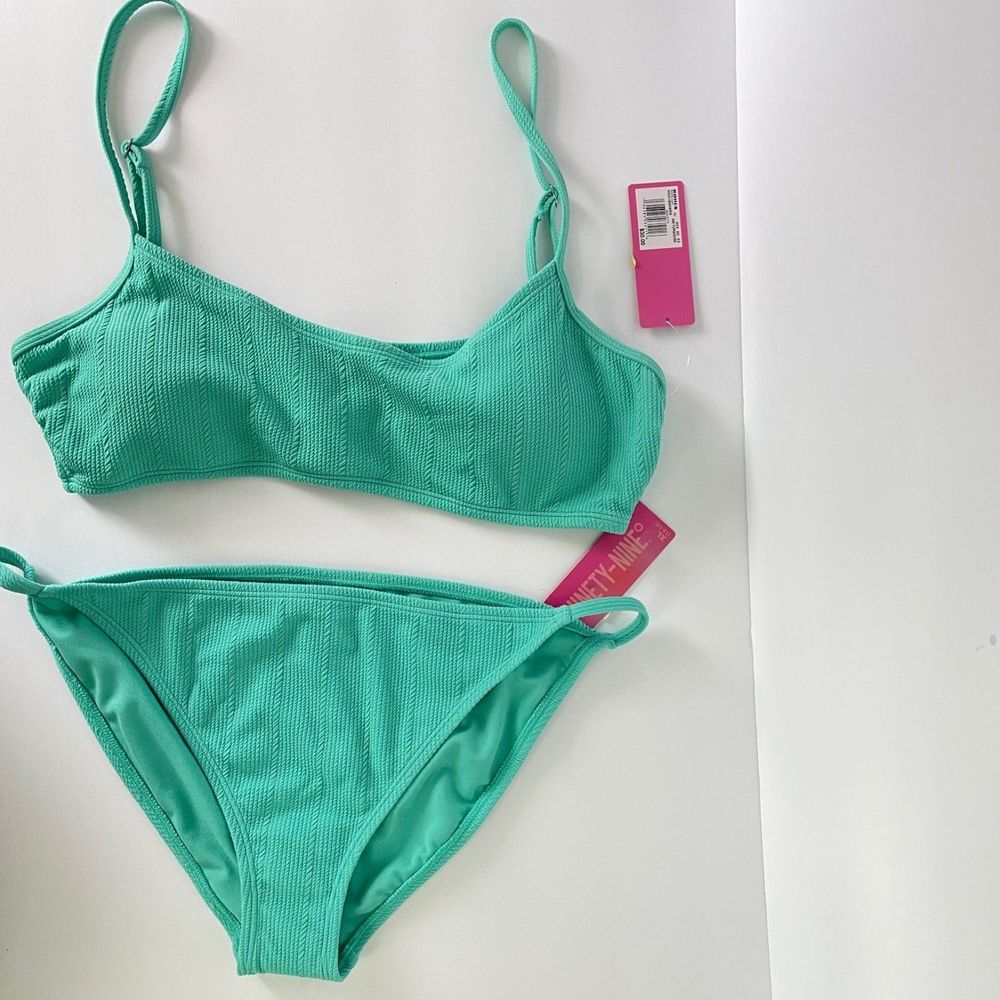 Ninety-Nine Degrees Turquoise Crinkle Bikini Swim Suit